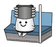 電車の座席に座っているタップくん